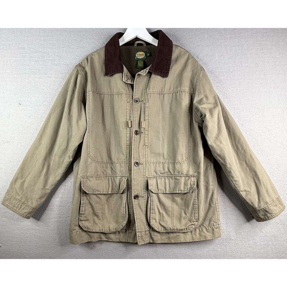 Cabelas‎ Barn Coat Mens L Tan Hunting Field Farm Ranch Chore Canvas Flannel